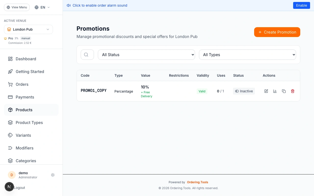 Create Promo Codes