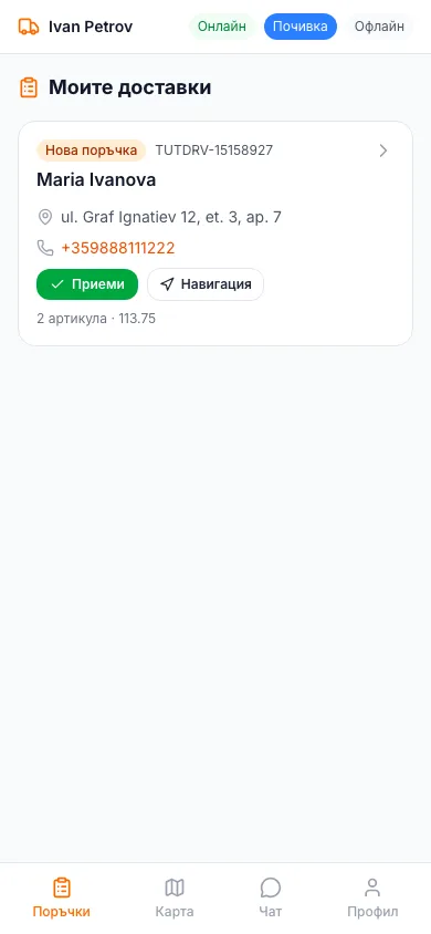 На линия, Почивка, Офлайн