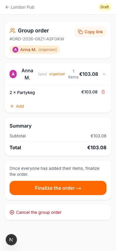 Starting the Group Order
