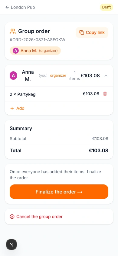 Starting the Group Order