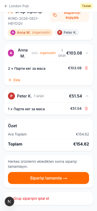 Siparişi Tamamlama