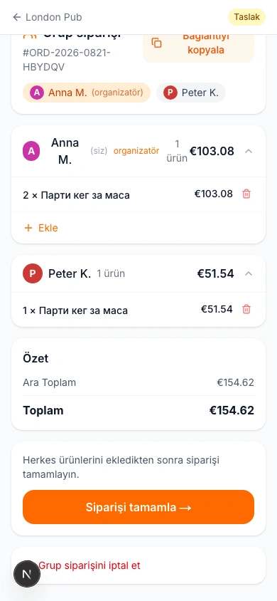 Siparişi Tamamlama