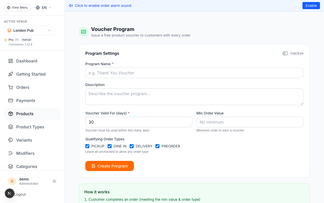 Set Up the Voucher Program