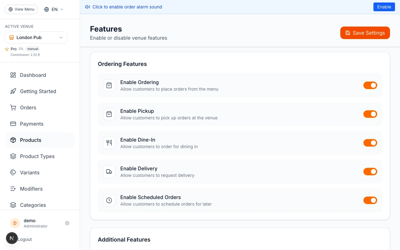 Enable Order Types