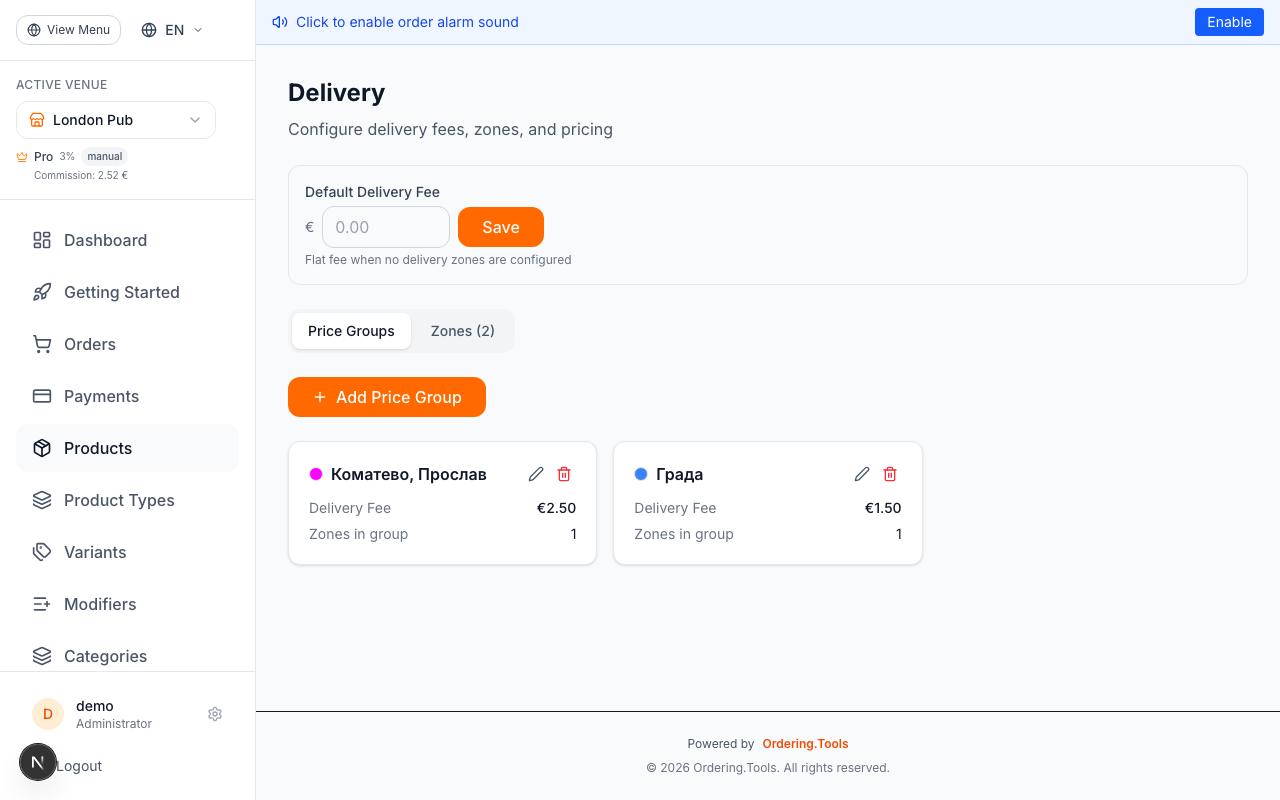 Configure Delivery Settings