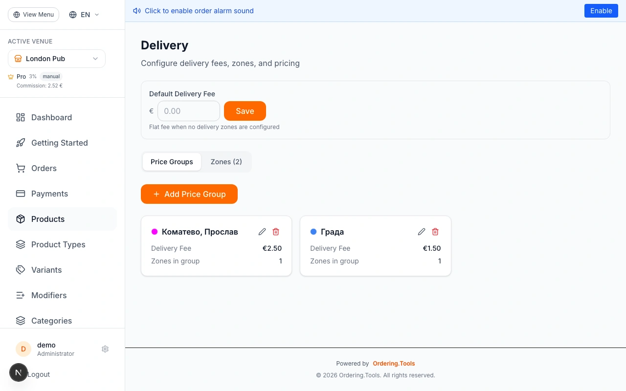 Configure Delivery Settings