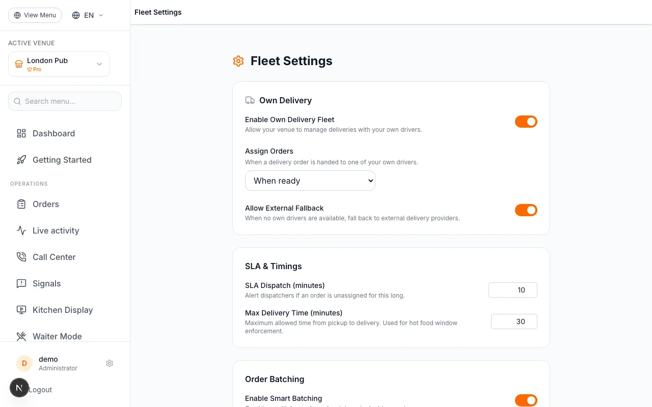 Enable Own Delivery Fleet