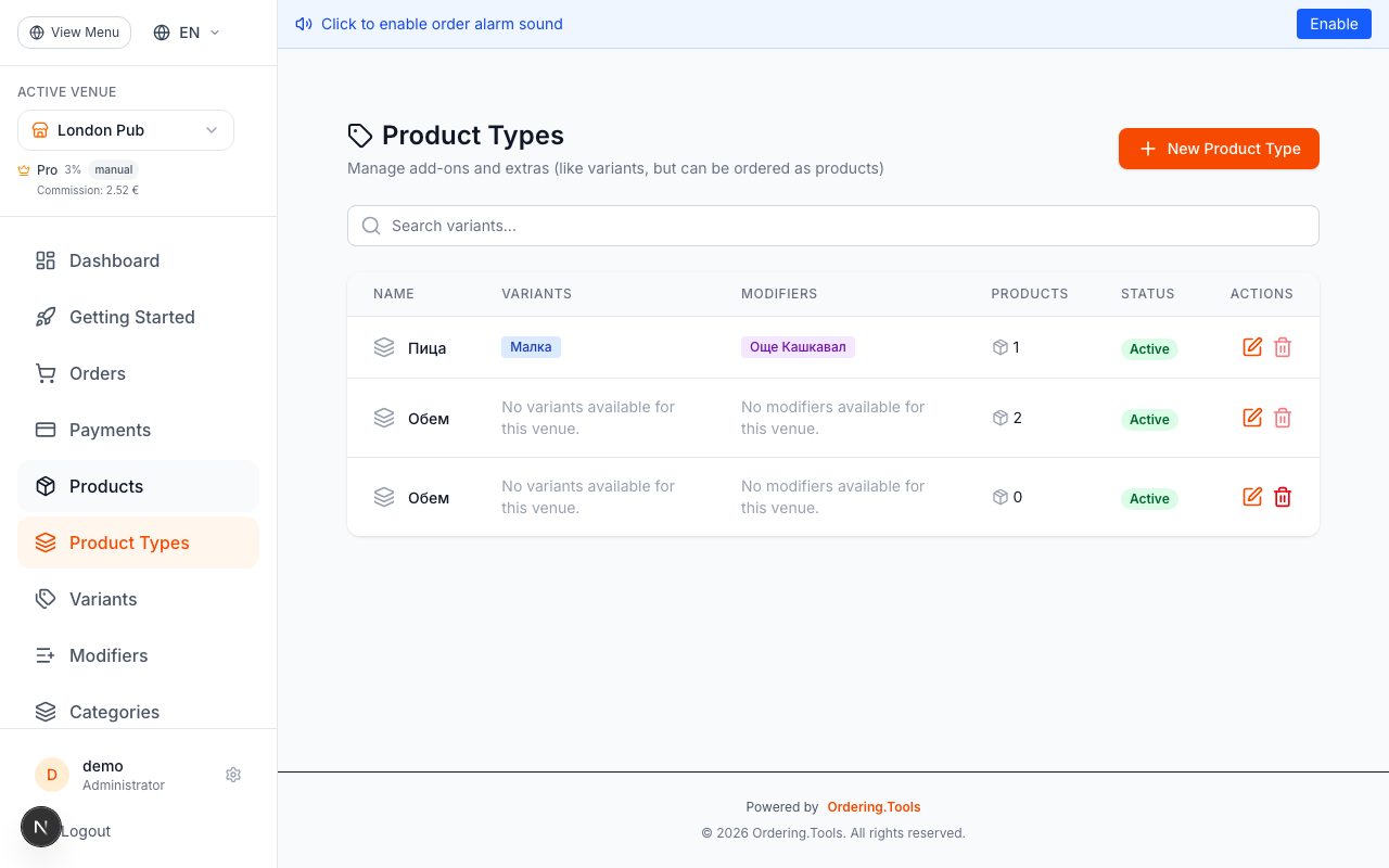 Create Product Types