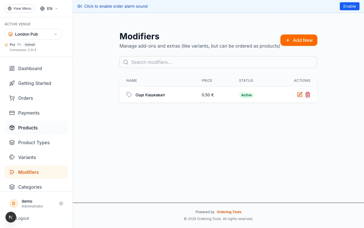 Add Modifiers