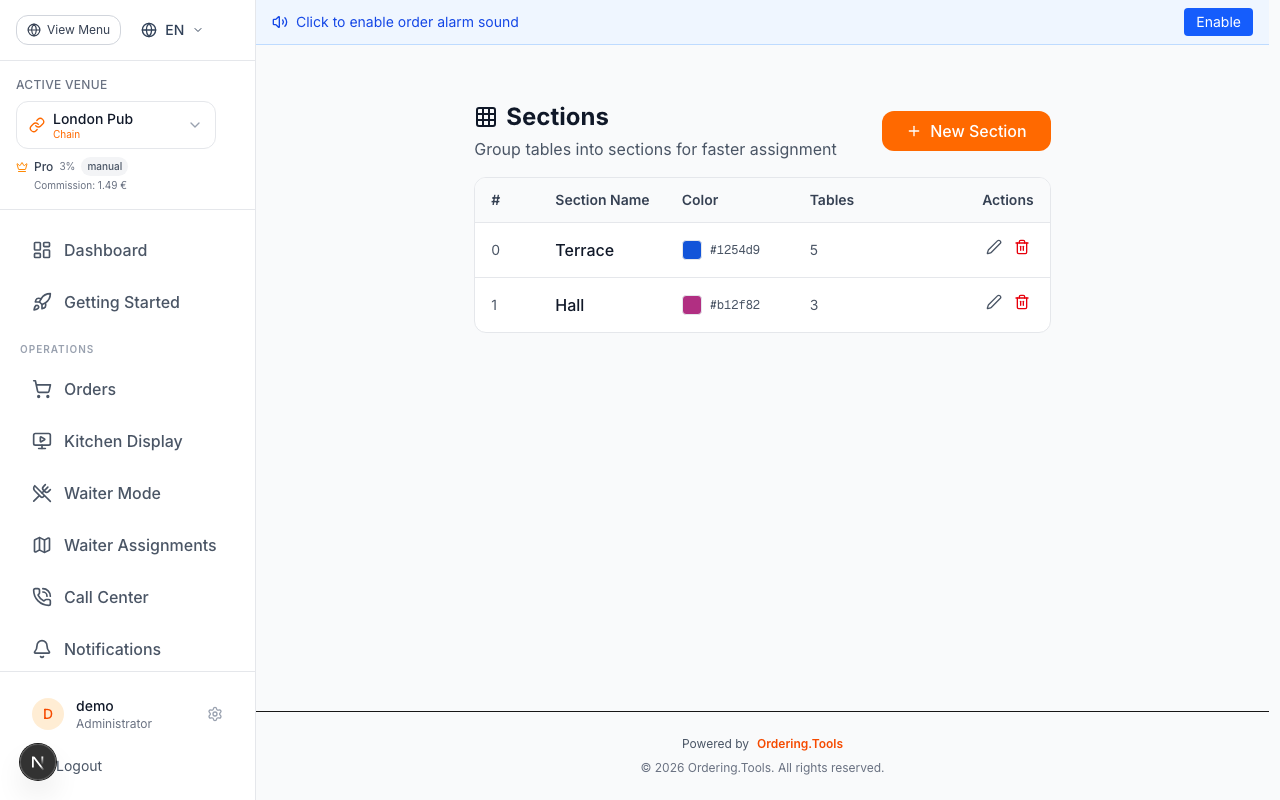 Group Tables into Sections